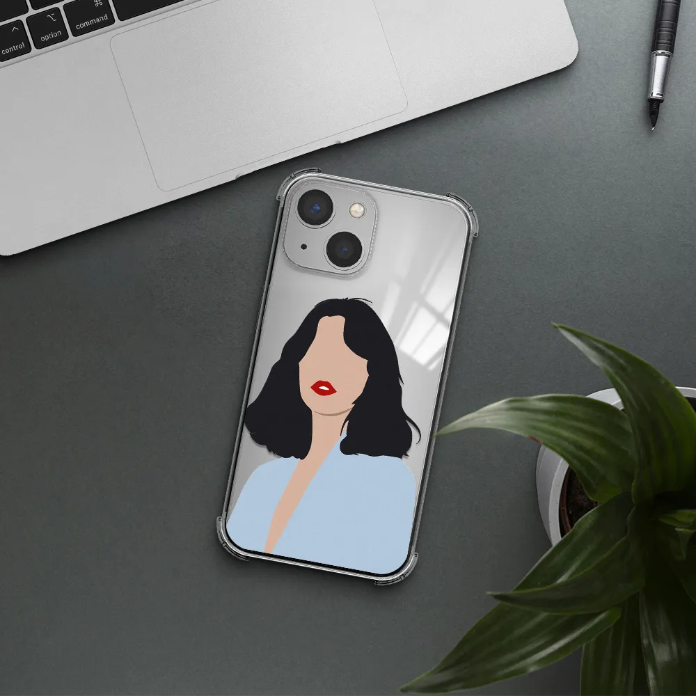 Minimalist Girl Portrait Apple iPhone 13 mini Clear PC Case