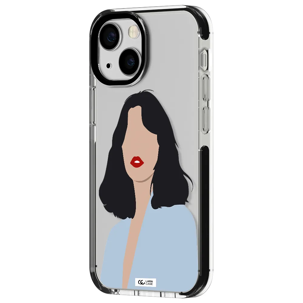 Minimalist Girl Portrait Apple iPhone 13 mini impact black border Case