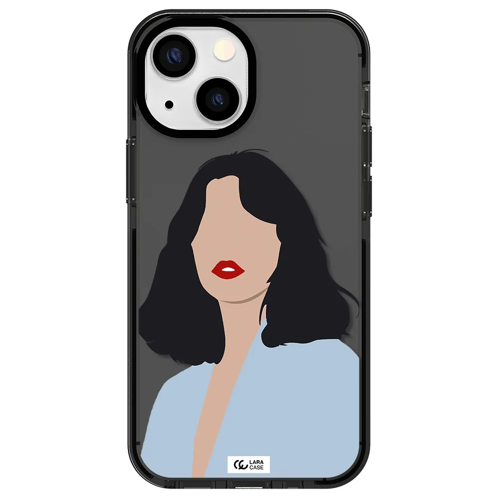 Minimalist Girl Portrait Apple iPhone 13 mini impact Smoke Black Case