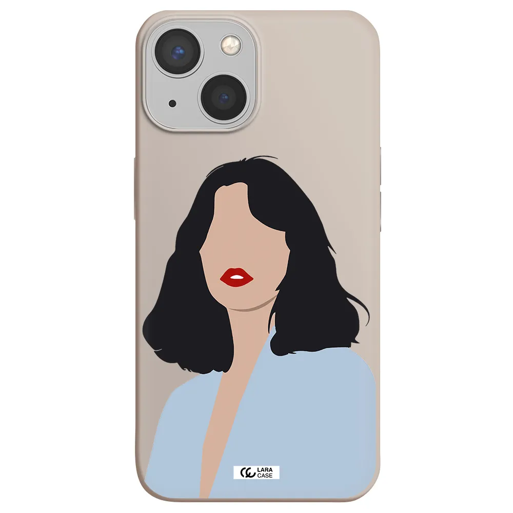 Minimalist Girl Portrait Apple iPhone 13 mini Silicone Stone Case