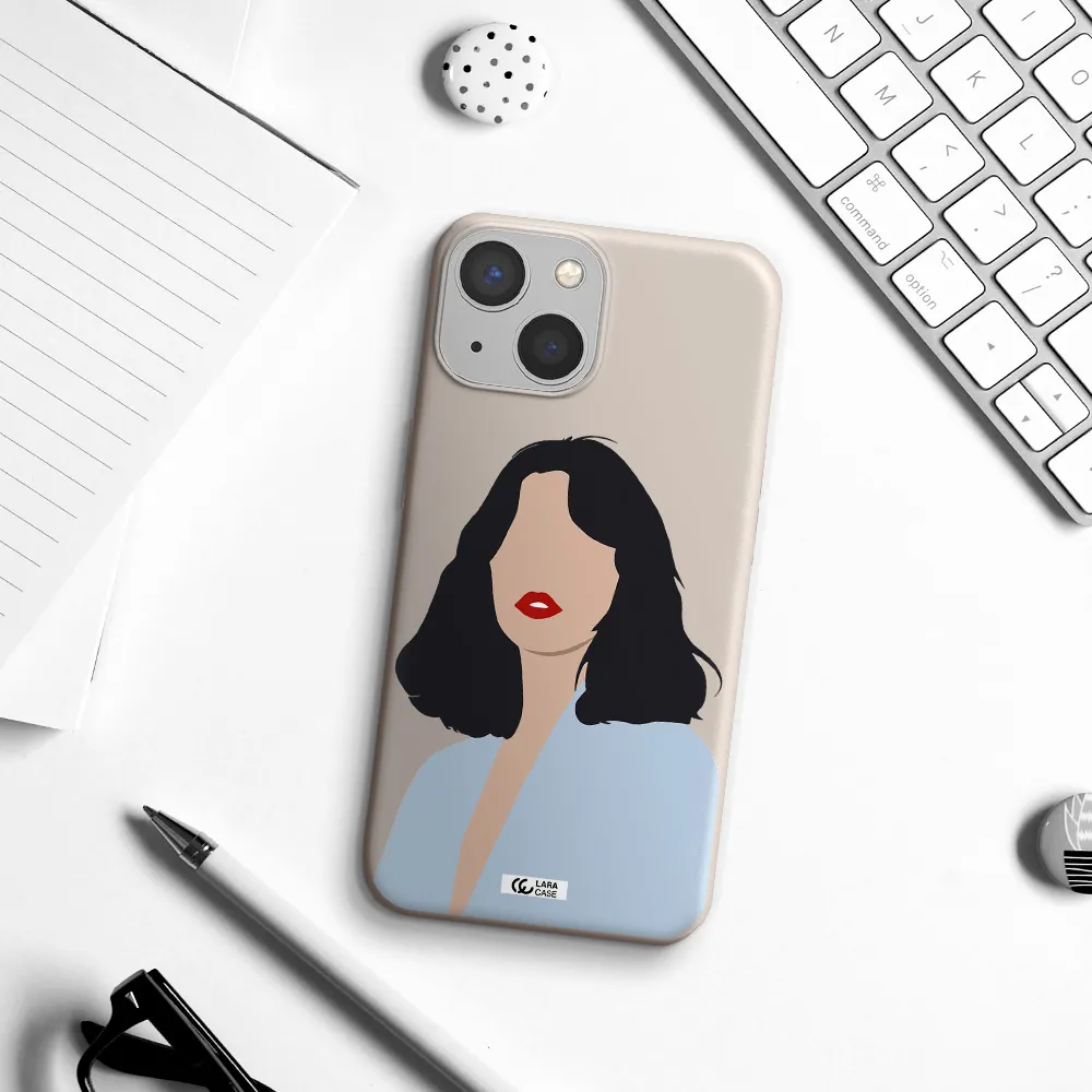 Minimalist Girl Portrait Apple iPhone 13 mini Silicone Stone Case