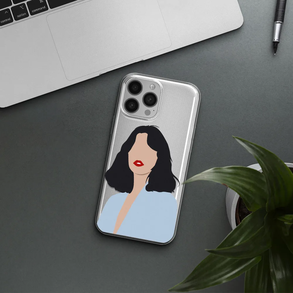 Minimalist Girl Portrait Apple iPhone 13 Pro Max Clear TPU Case
