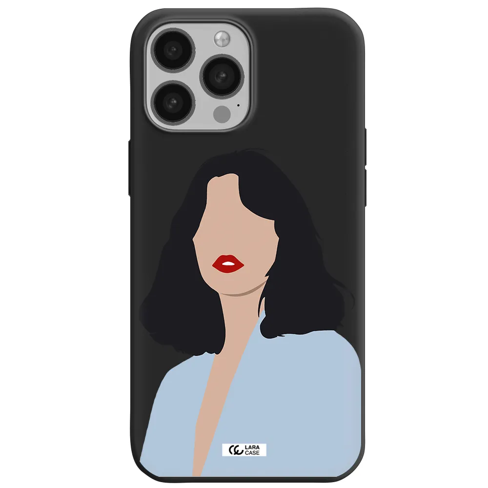 Minimalist Girl Portrait Apple iPhone 13 Pro Max Silicone black Case