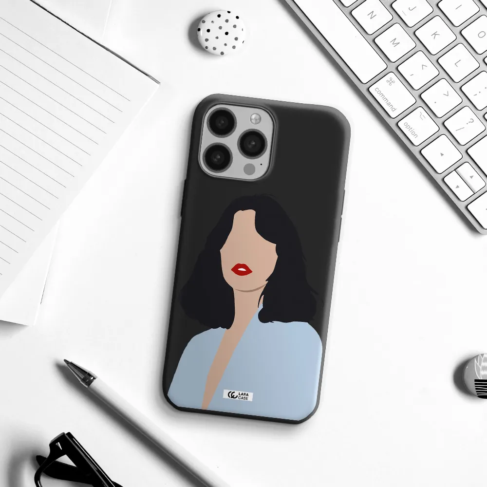Minimalist Girl Portrait Apple iPhone 13 Pro Max Silicone black Case