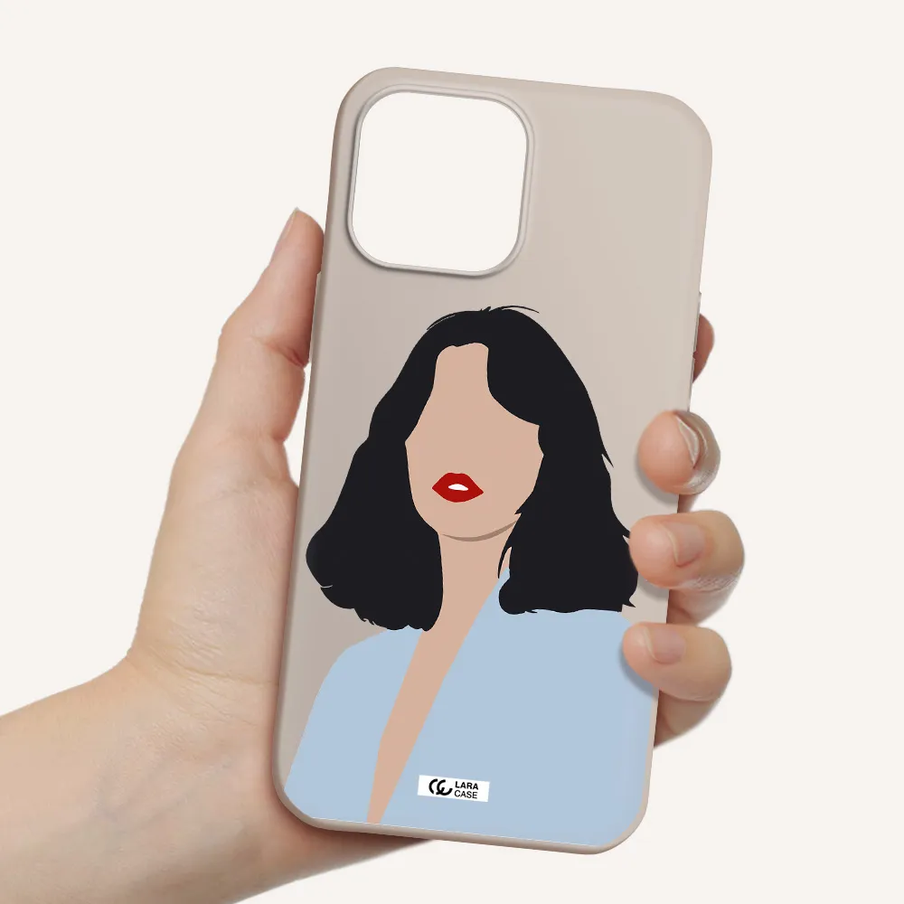 Minimalist Girl Portrait Apple iPhone 13 Pro Max Silicone Stone Case