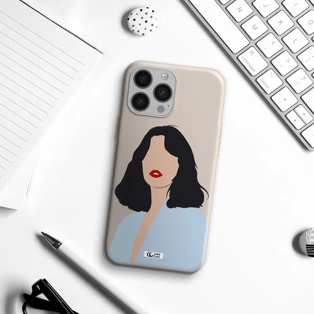Minimalist Girl Portrait Apple iPhone 13 Pro Max Silicone Stone Case