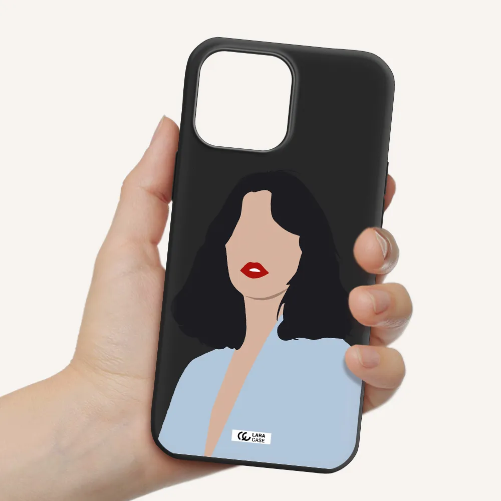 Minimalist Girl Portrait Apple iPhone 13 Pro Silicone black Case