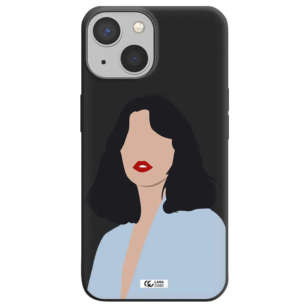 Minimalist Girl Portrait Apple iPhone 13 Silicone black Case