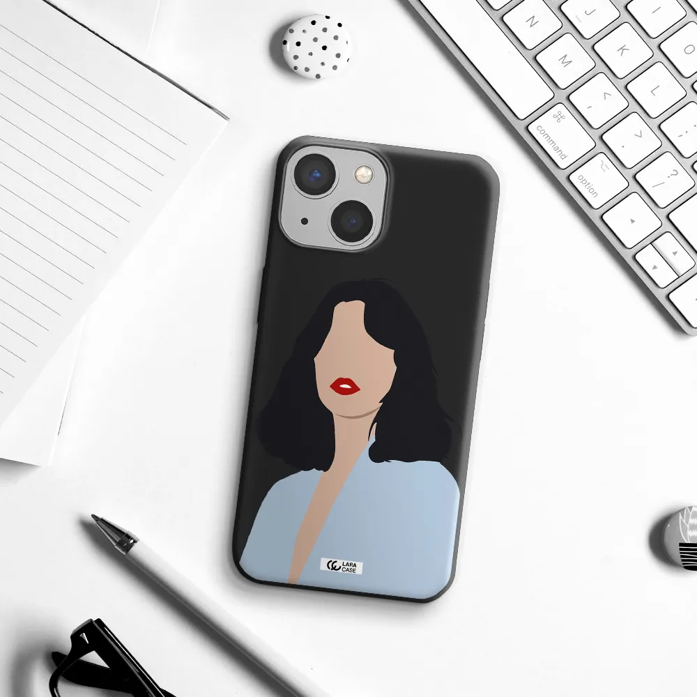 Minimalist Girl Portrait Apple iPhone 13 Silicone black Case