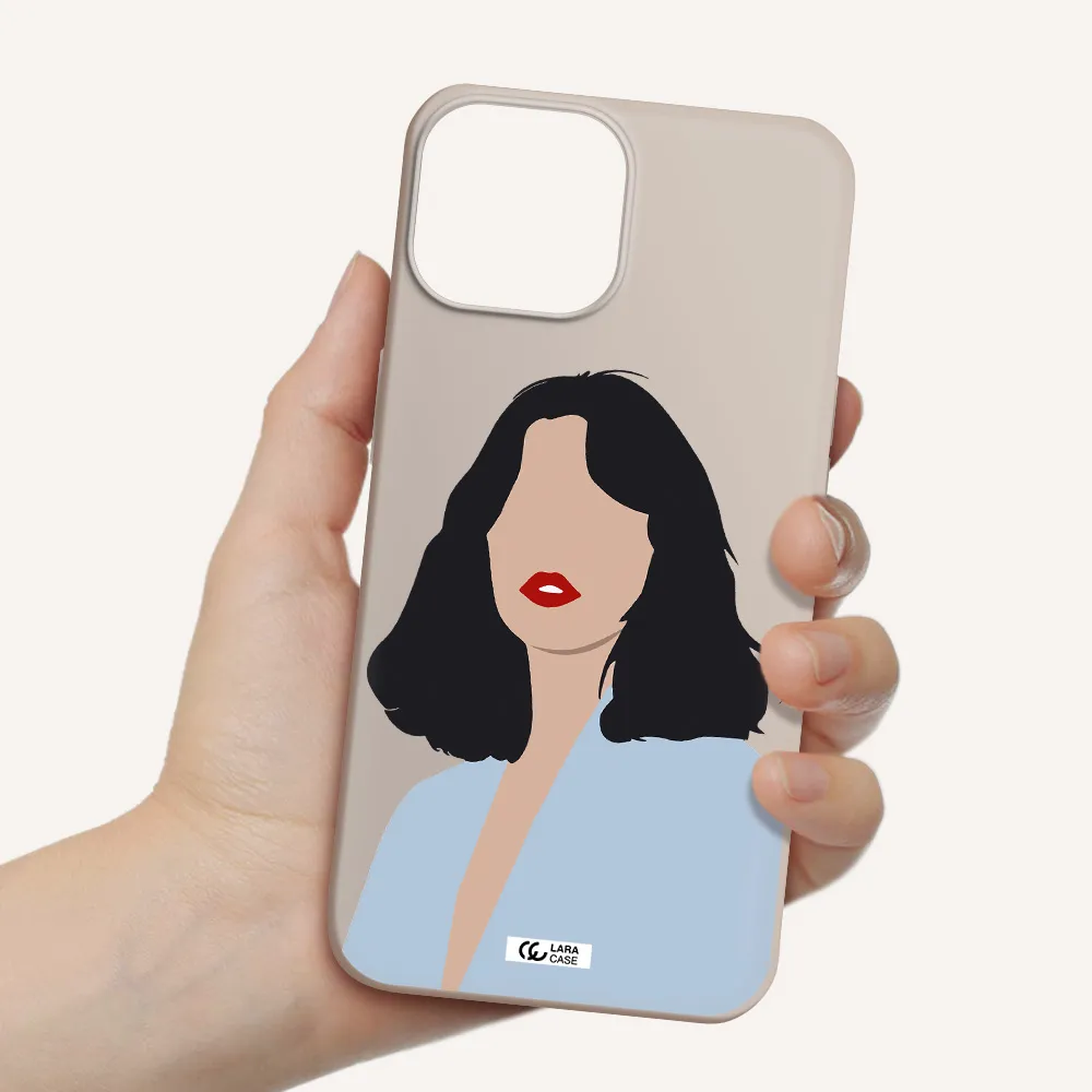 Minimalist Girl Portrait Apple iPhone 13 Silicone Stone Case