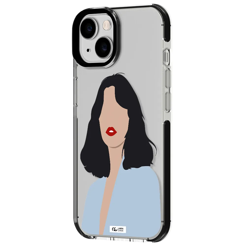Minimalist Girl Portrait Apple iPhone 14 impact black border Case