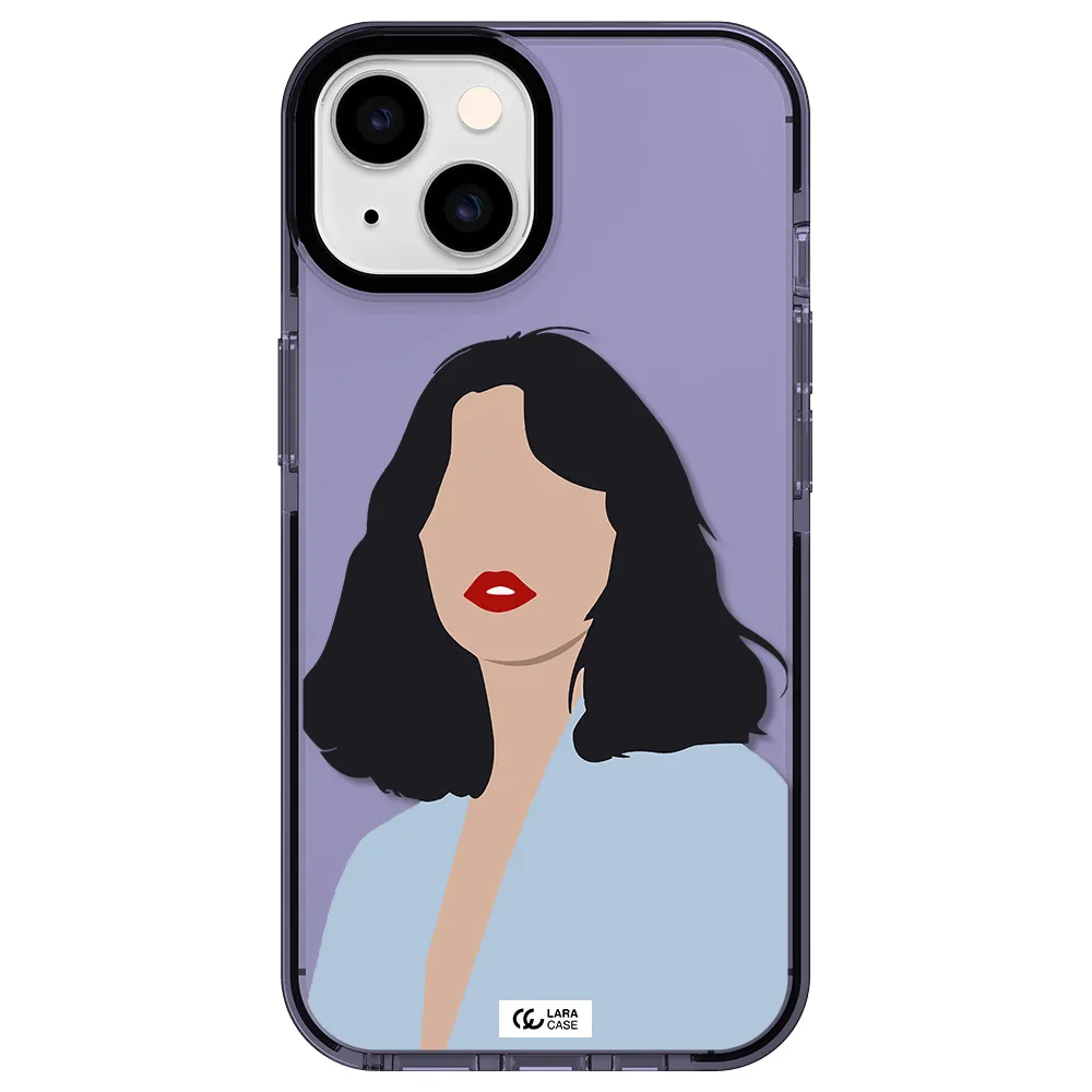 Minimalist Girl Portrait Apple iPhone 14 impact Lilac Case