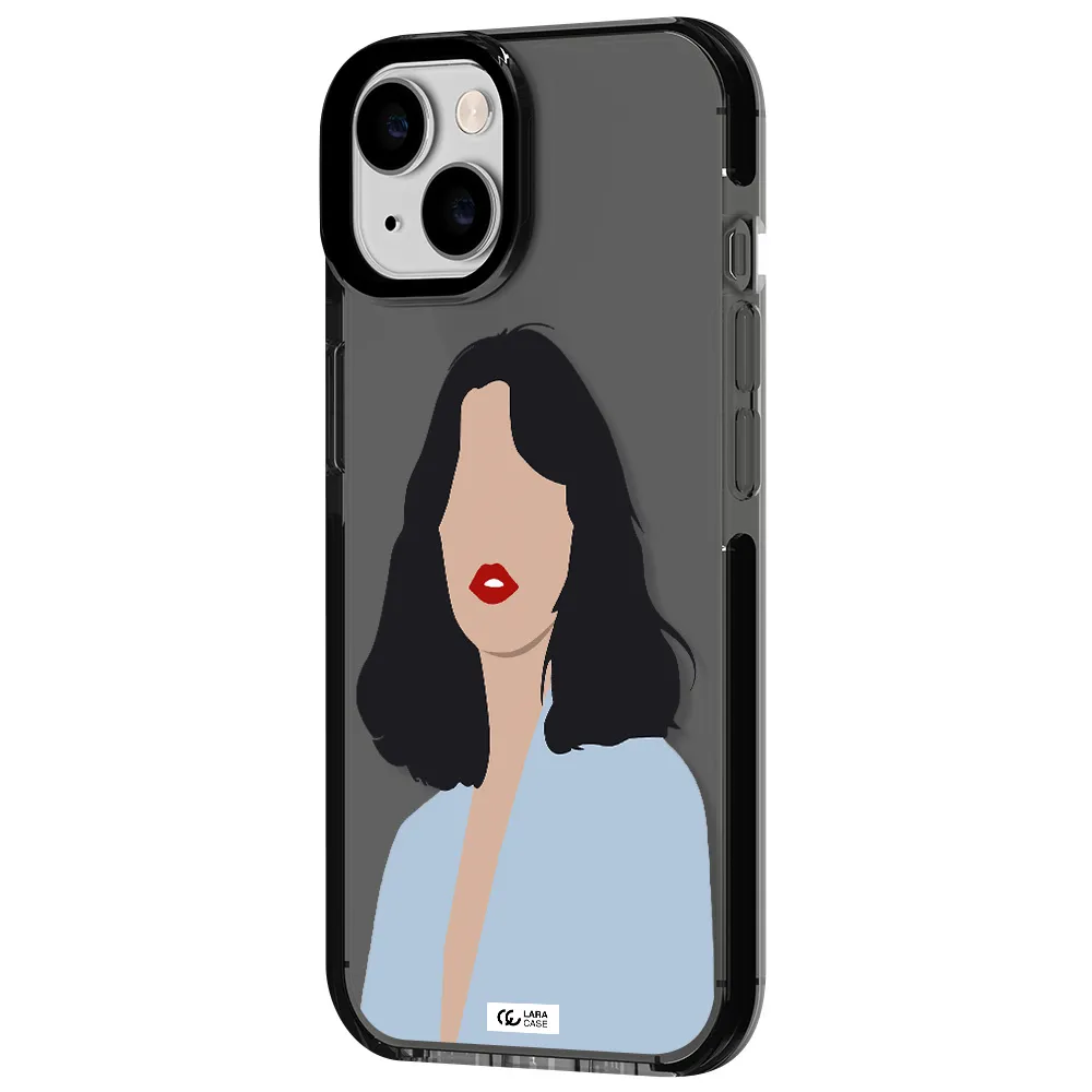 Minimalist Girl Portrait Apple iPhone 14 impact Smoke Black Case