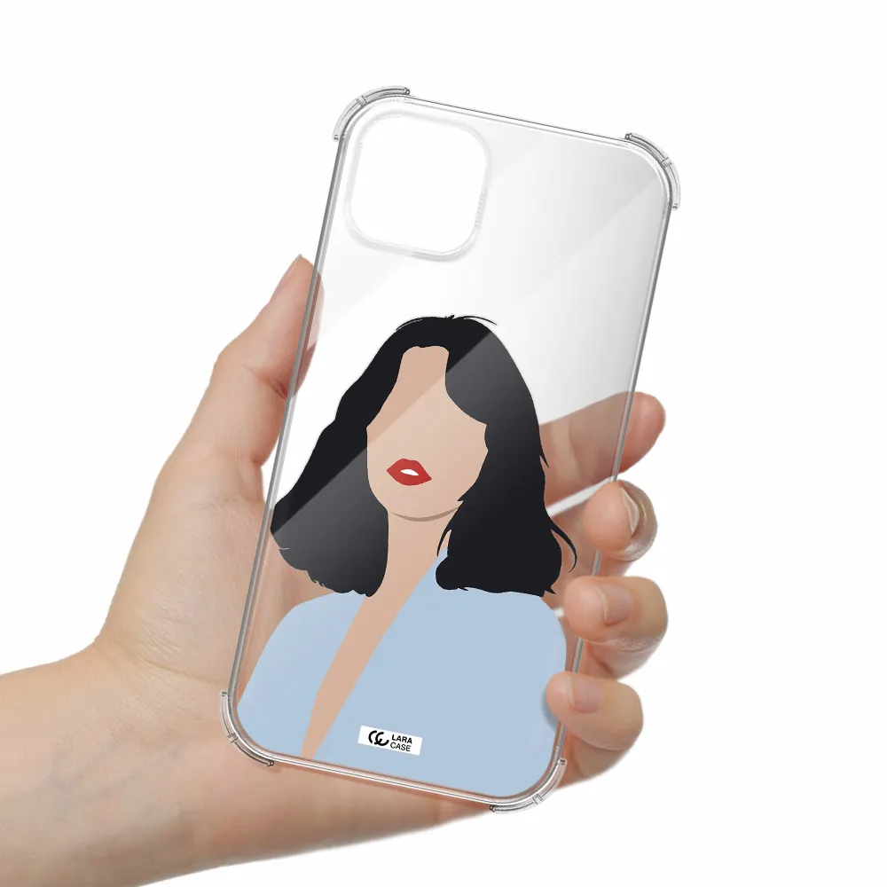 Minimalist Girl Portrait Apple iPhone 14 plus Clear PC Case