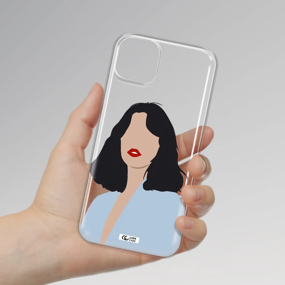 Minimalist Girl Portrait Apple iPhone 14 plus Clear TPU Case