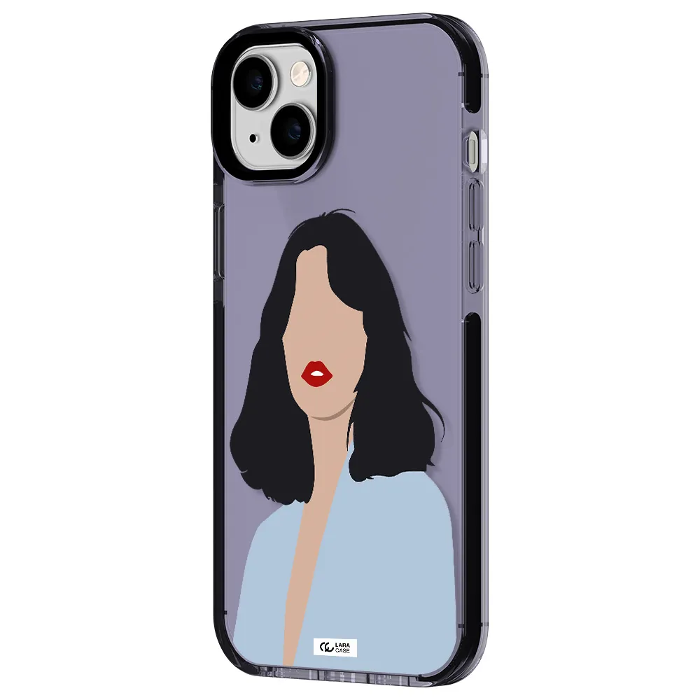 Minimalist Girl Portrait Apple iPhone 14 plus impact Lilac Case