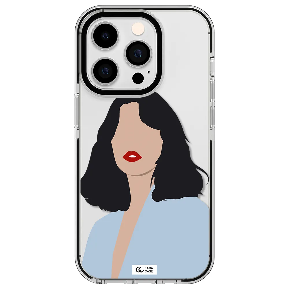 Minimalist Girl Portrait Apple iPhone 14 pro impact black border Case