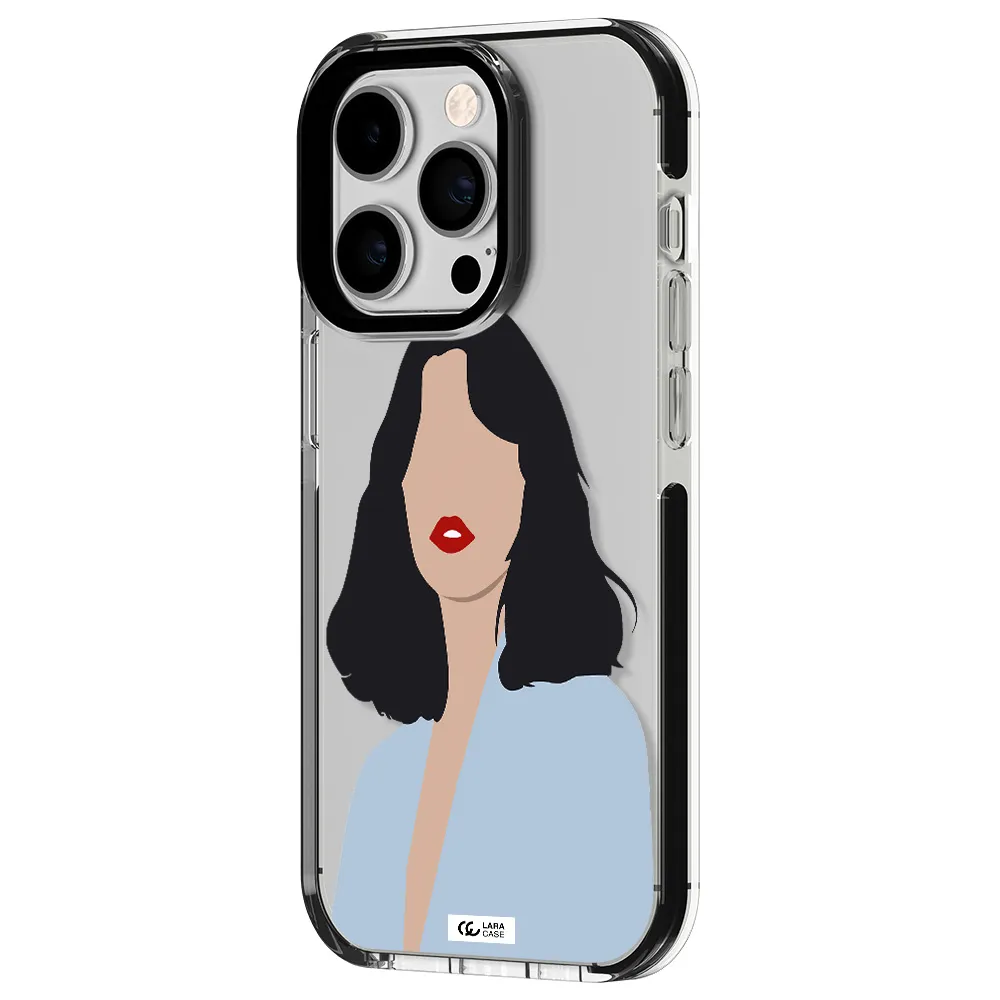 Minimalist Girl Portrait Apple iPhone 14 pro impact black border Case