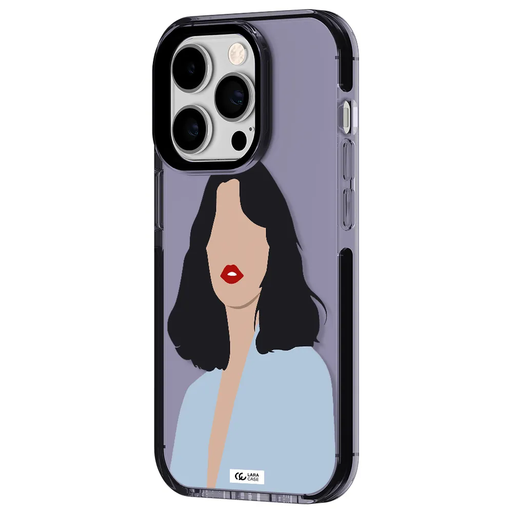 Minimalist Girl Portrait Apple iPhone 14 pro impact Lilac Case