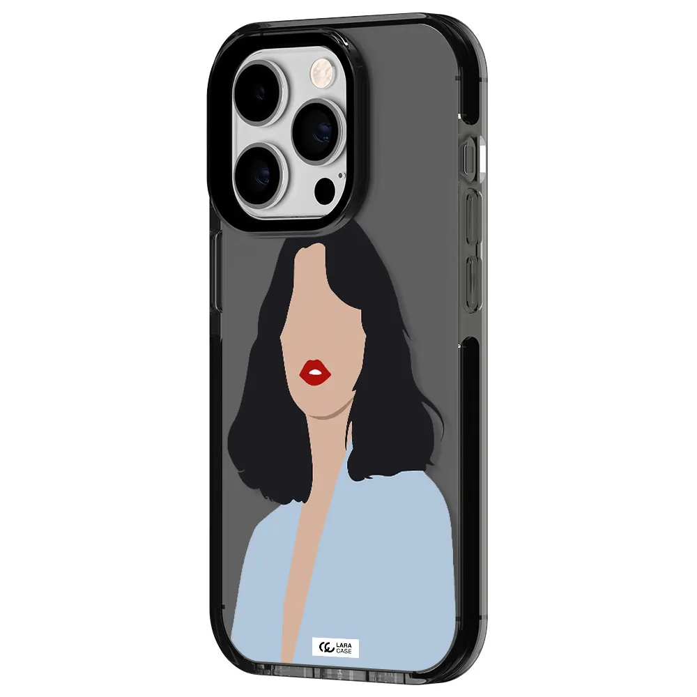 Minimalist Girl Portrait Apple iPhone 14 pro impact Smoke Black Case