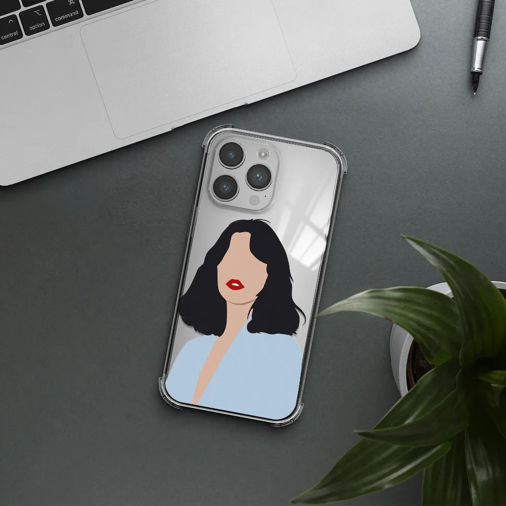 Minimalist Girl Portrait Apple iPhone 14 pro max Clear PC Case