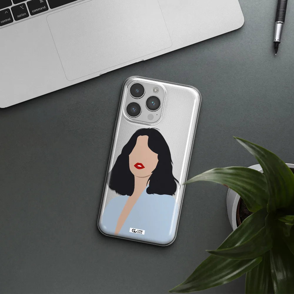 Minimalist Girl Portrait Apple iPhone 14 pro max Clear TPU Case