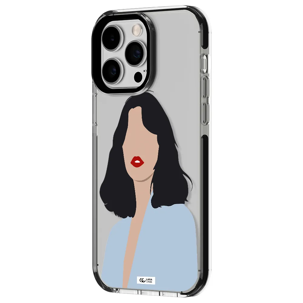 Minimalist Girl Portrait Apple iPhone 14 pro max impact black border Case