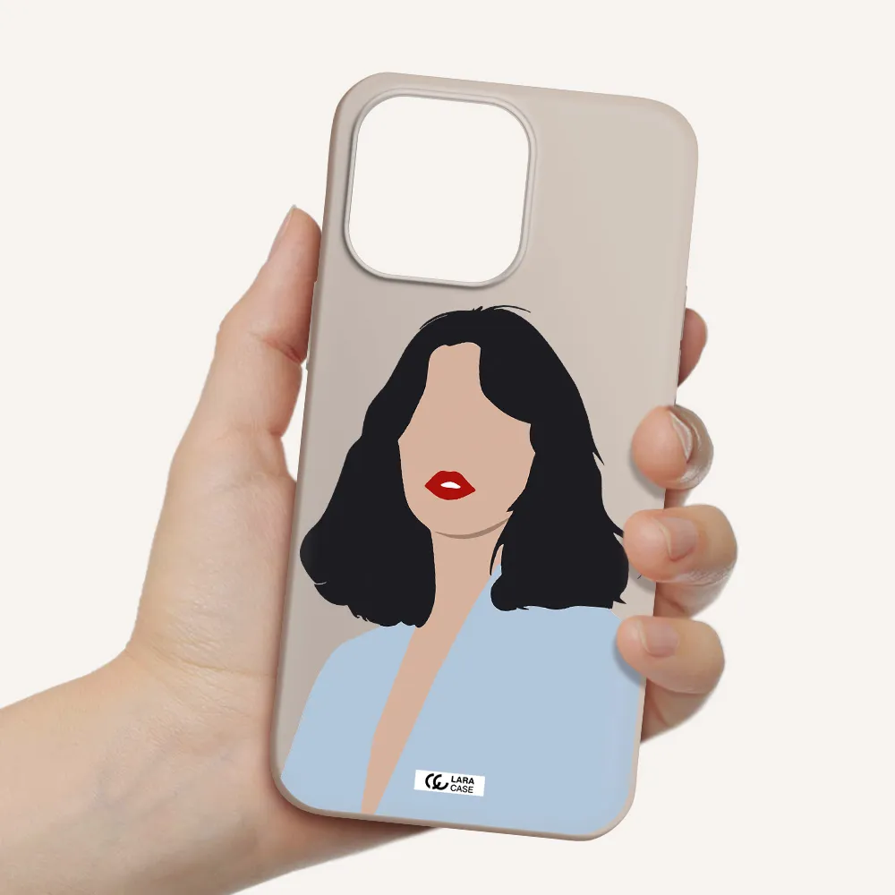 Minimalist Girl Portrait Apple iPhone 14 pro max Silicone Stone Case
