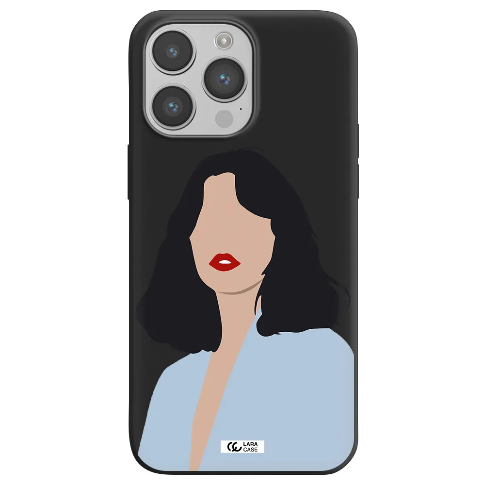 Minimalist Girl Portrait Apple iPhone 14 pro Silicone black Case