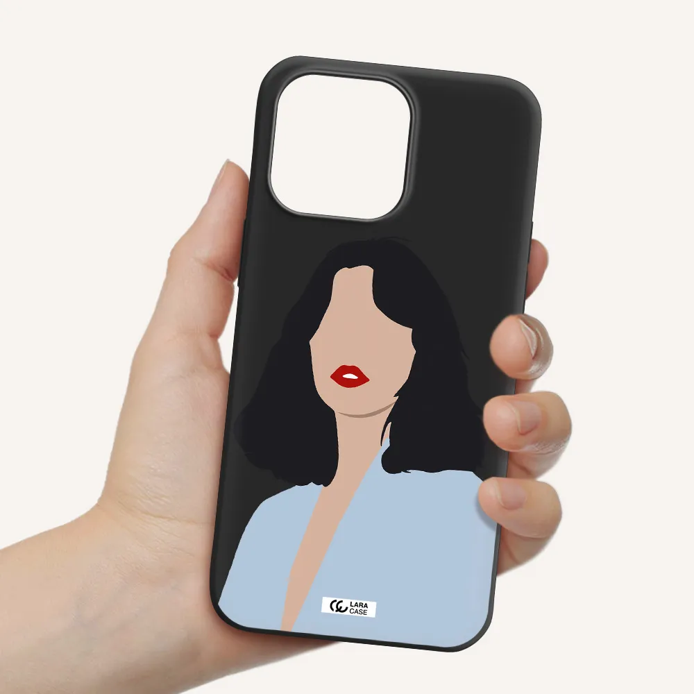 Minimalist Girl Portrait Apple iPhone 14 pro Silicone black Case