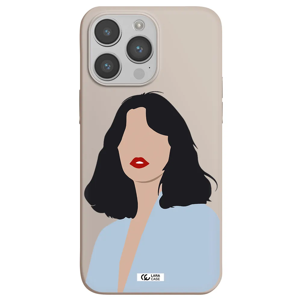 Minimalist Girl Portrait Apple iPhone 14 pro Silicone Stone Case