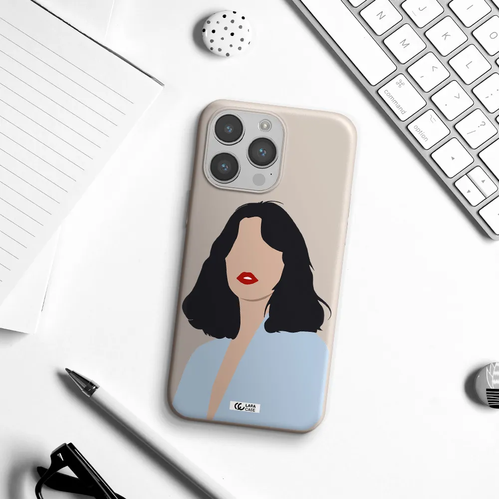 Minimalist Girl Portrait Apple iPhone 14 pro Silicone Stone Case