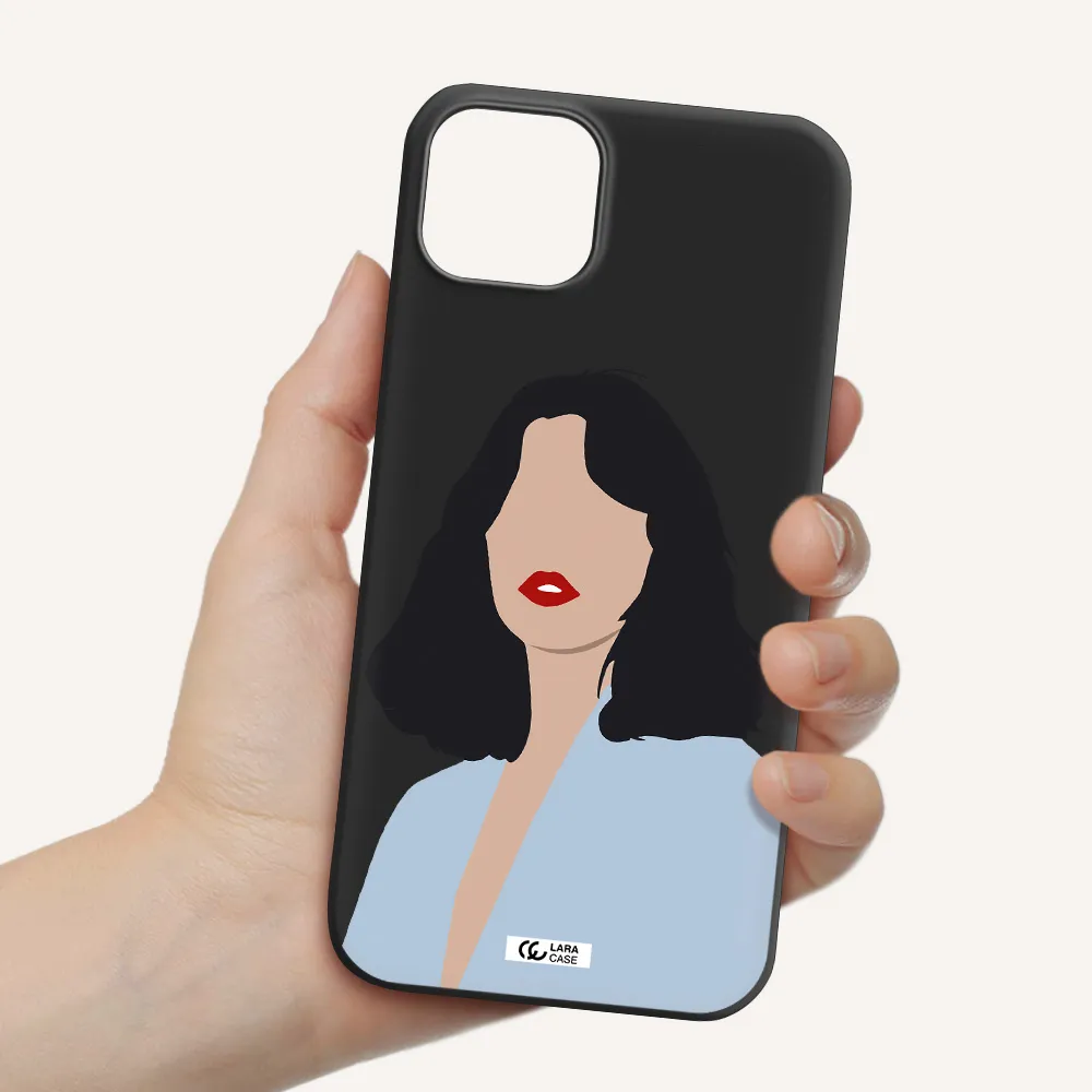 Minimalist Girl Portrait Apple iPhone 14 Silicone black Case