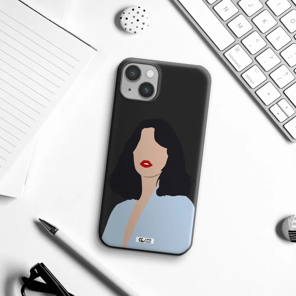 Minimalist Girl Portrait Apple iPhone 14 Silicone black Case