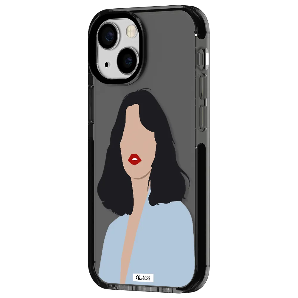 Minimalist Girl Portrait Apple iPhone 15 impact Smoke Black Case