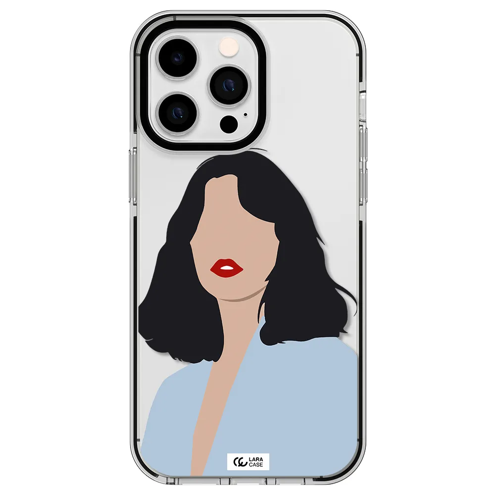 Minimalist Girl Portrait Apple iPhone 15 Pro impact black border Case
