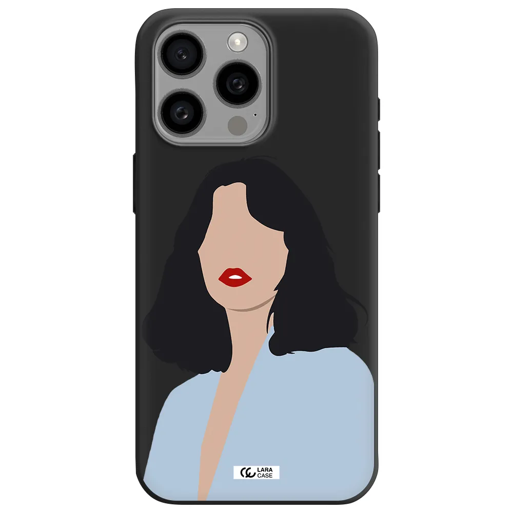 Minimalist Girl Portrait Apple Iphone 15 Pro max Silicone black Case