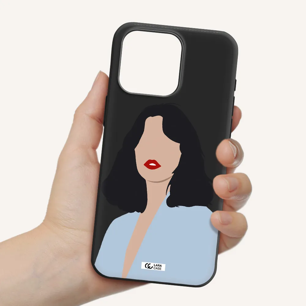 Minimalist Girl Portrait Apple Iphone 15 Pro max Silicone black Case