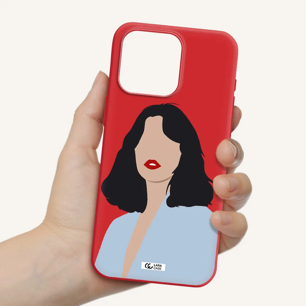 Minimalist Girl Portrait Apple Iphone 15 Pro Max Silicone Imperial Red Case