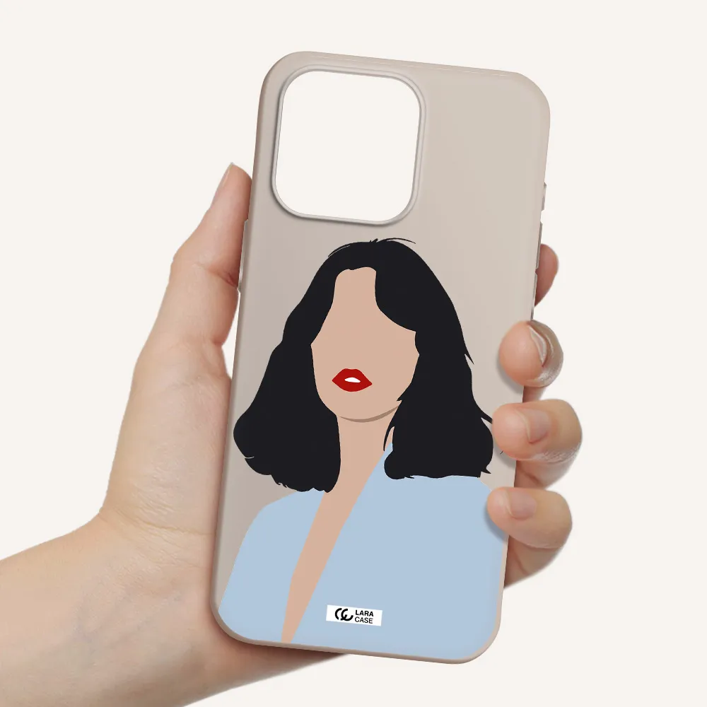 Minimalist Girl Portrait Apple Iphone 15 Pro max Silicone Stone Case