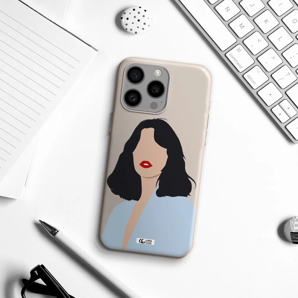 Minimalist Girl Portrait Apple Iphone 15 Pro max Silicone Stone Case