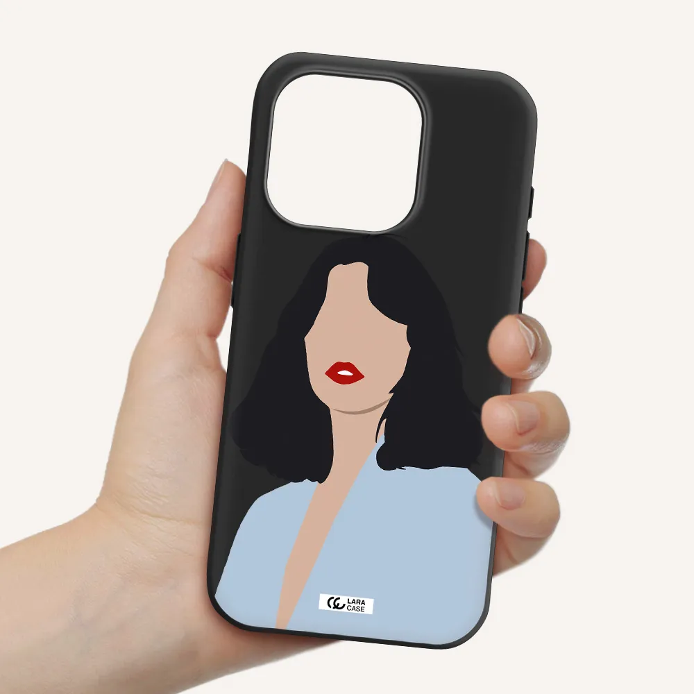 Minimalist Girl Portrait Apple Iphone 15 Pro Silicone Black Case
