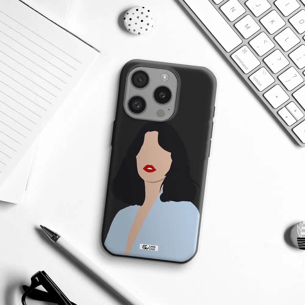 Minimalist Girl Portrait Apple Iphone 15 Pro Silicone Black Case