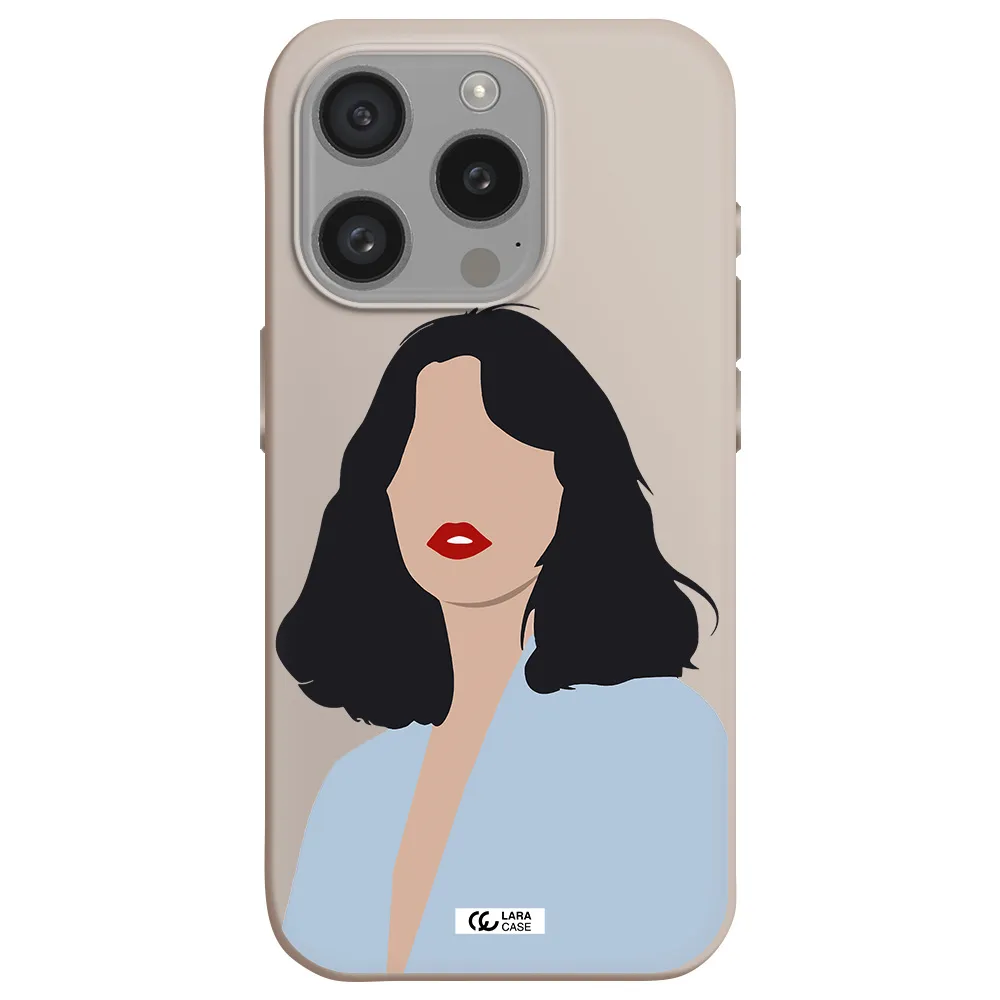 Minimalist Girl Portrait Apple Iphone 15 Pro Silicone Stone Case