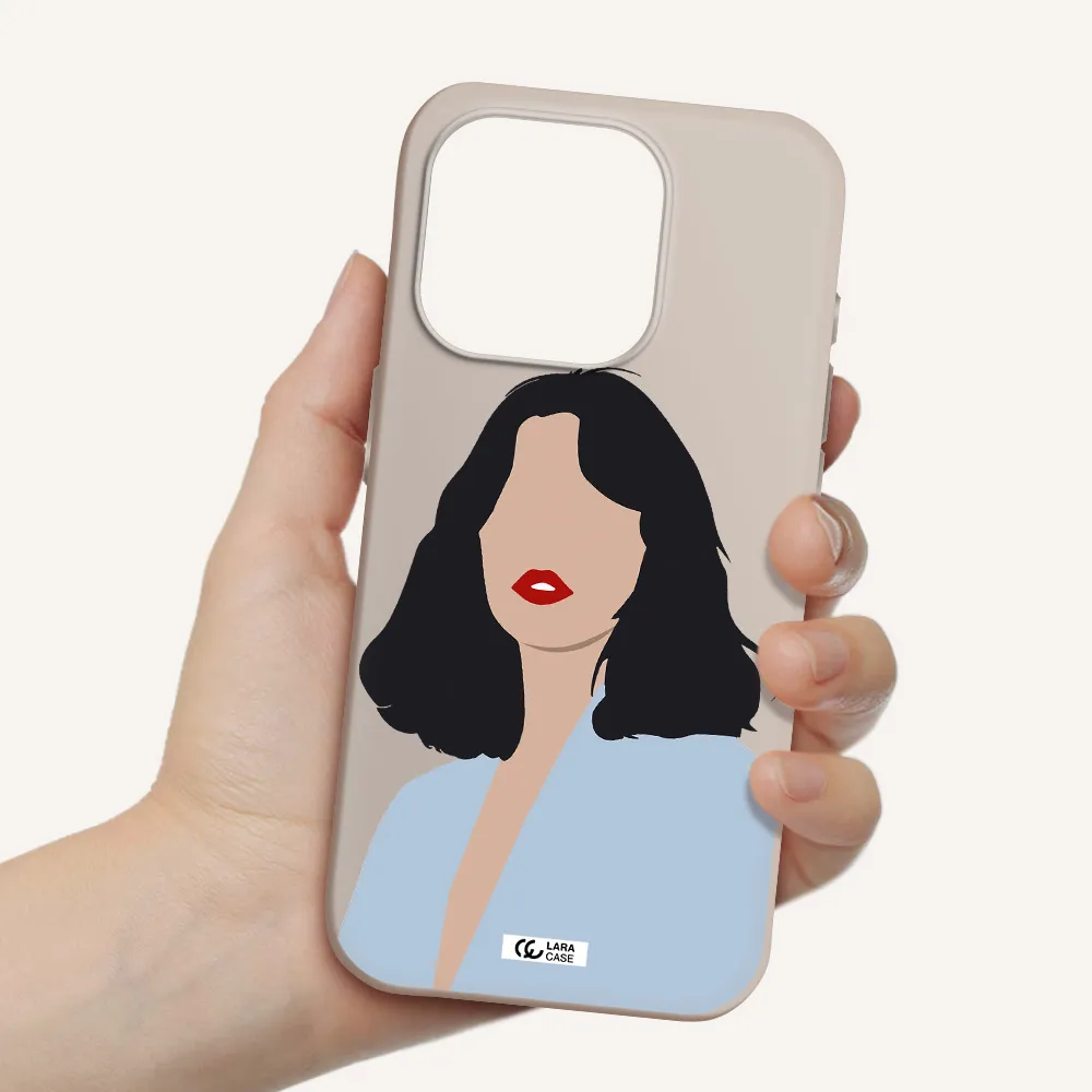 Minimalist Girl Portrait Apple Iphone 15 Pro Silicone Stone Case