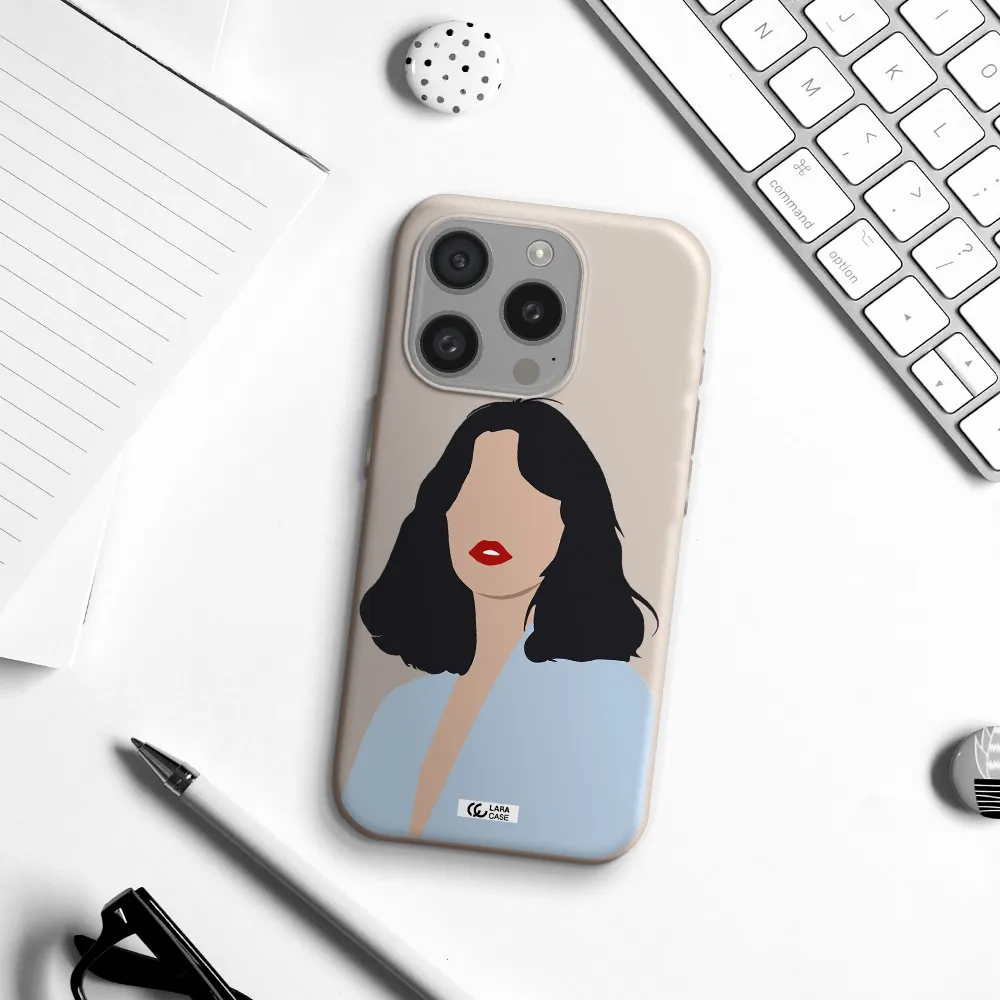 Minimalist Girl Portrait Apple Iphone 15 Pro Silicone Stone Case