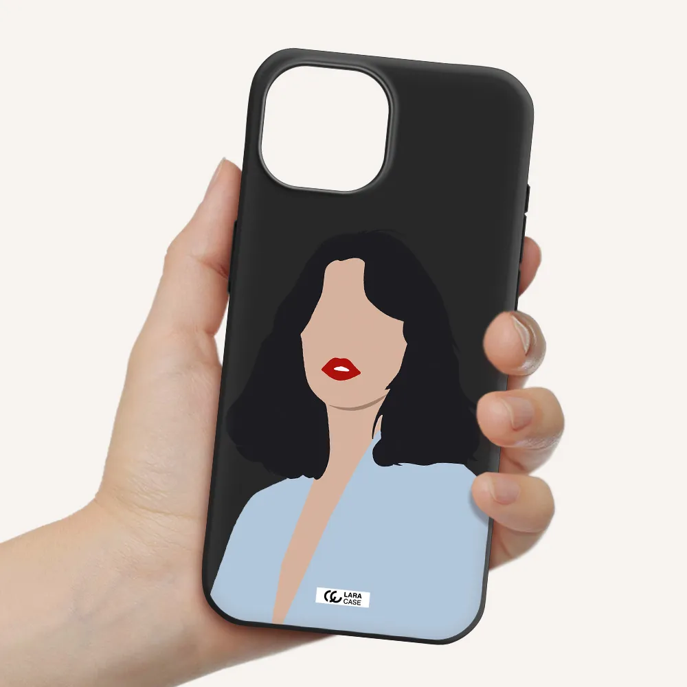 Minimalist Girl Portrait Apple iPhone 15 Silicone black Case