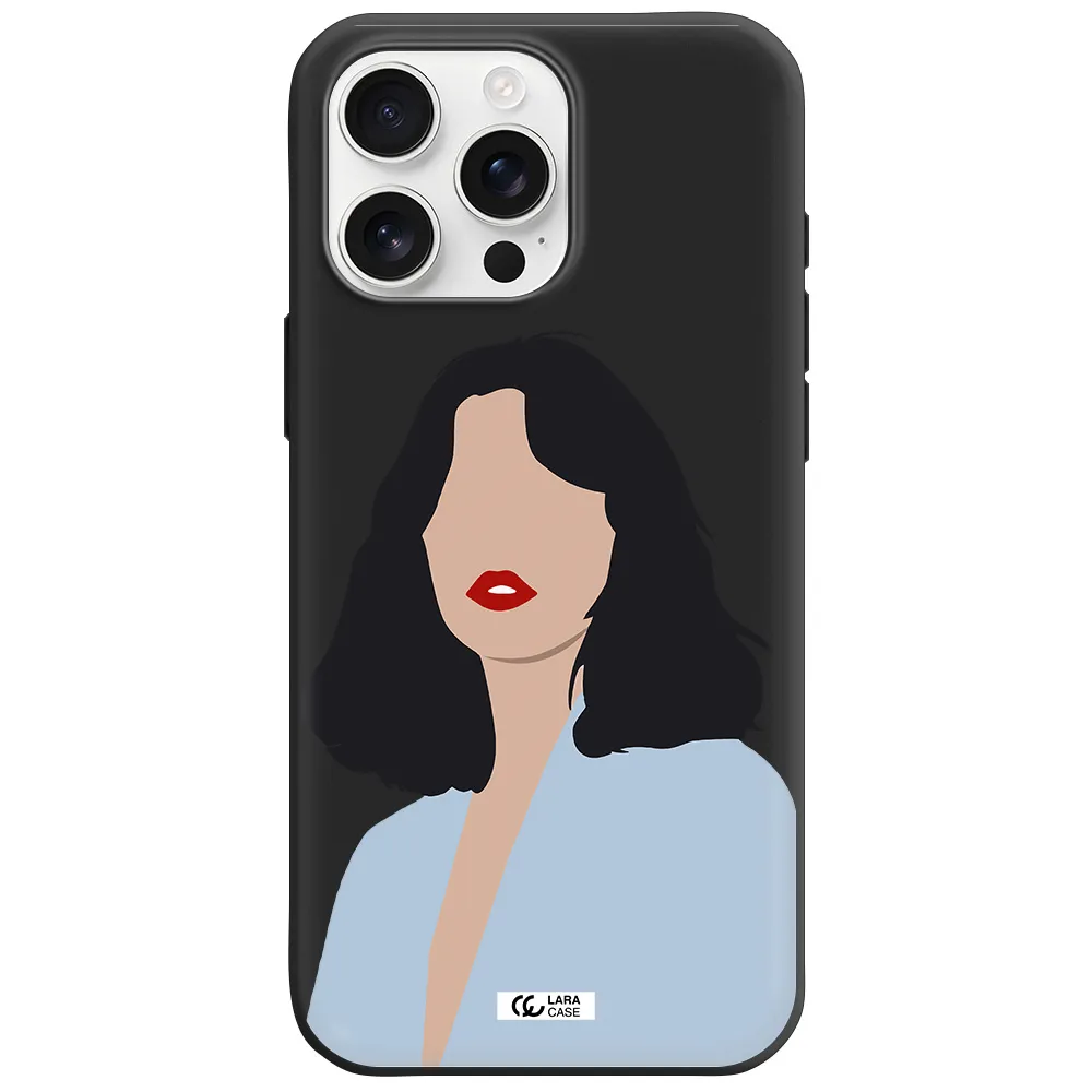 Minimalist Girl Portrait Apple Iphone 16 Pro Max Silicone Black Case