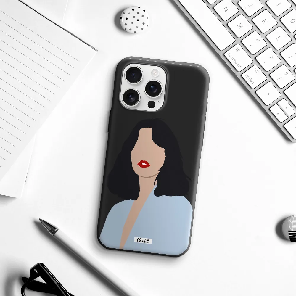 Minimalist Girl Portrait Apple Iphone 16 Pro Max Silicone Black Case