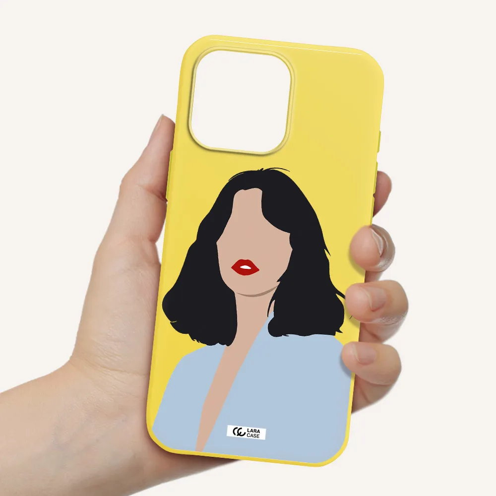 Minimalist Girl Portrait Apple Iphone 16 Pro Max Silicone Canary Yellow Case
